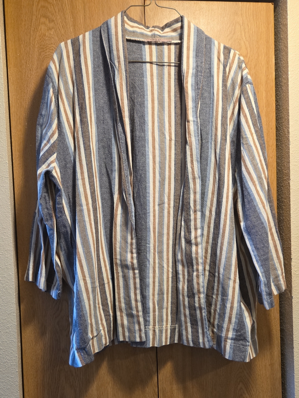 Own It Striped Linen Blend Oversized Blazer Womens Size Large
